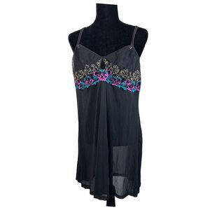 Cacique Sheer Floral Embroidered Night Gown Lingerie Size 18/20